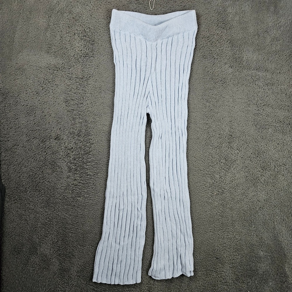 FP Beach Free People Light Blue Ribbed Knit Pants Womens Medium